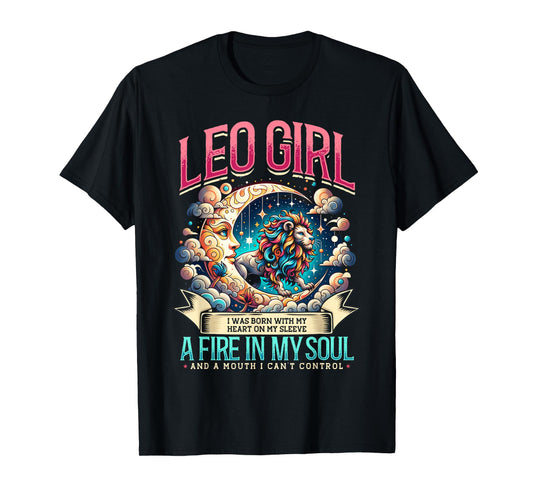 Leo Zodiac Sign Moon Astrology Star Sign, Leo Girl T-Shirt