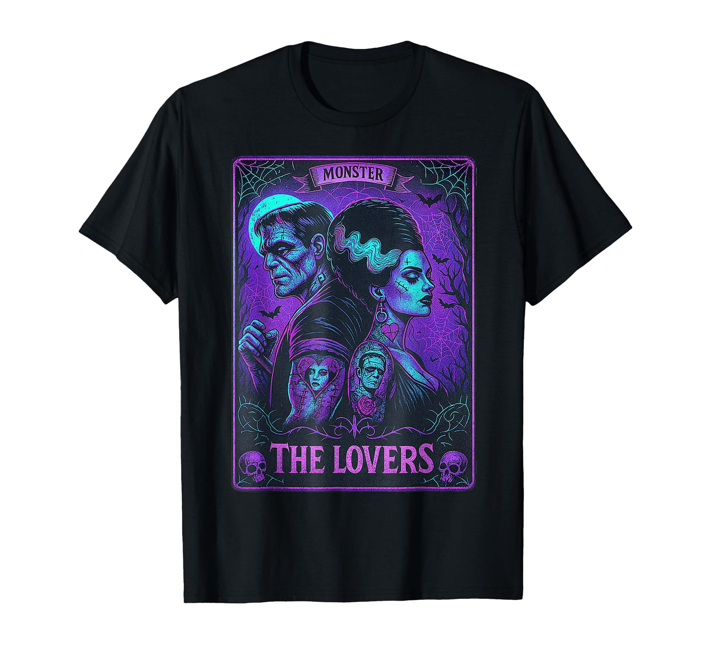 The Monster Frankenstein And Bride The Lovers Tarot Card T-Shirt