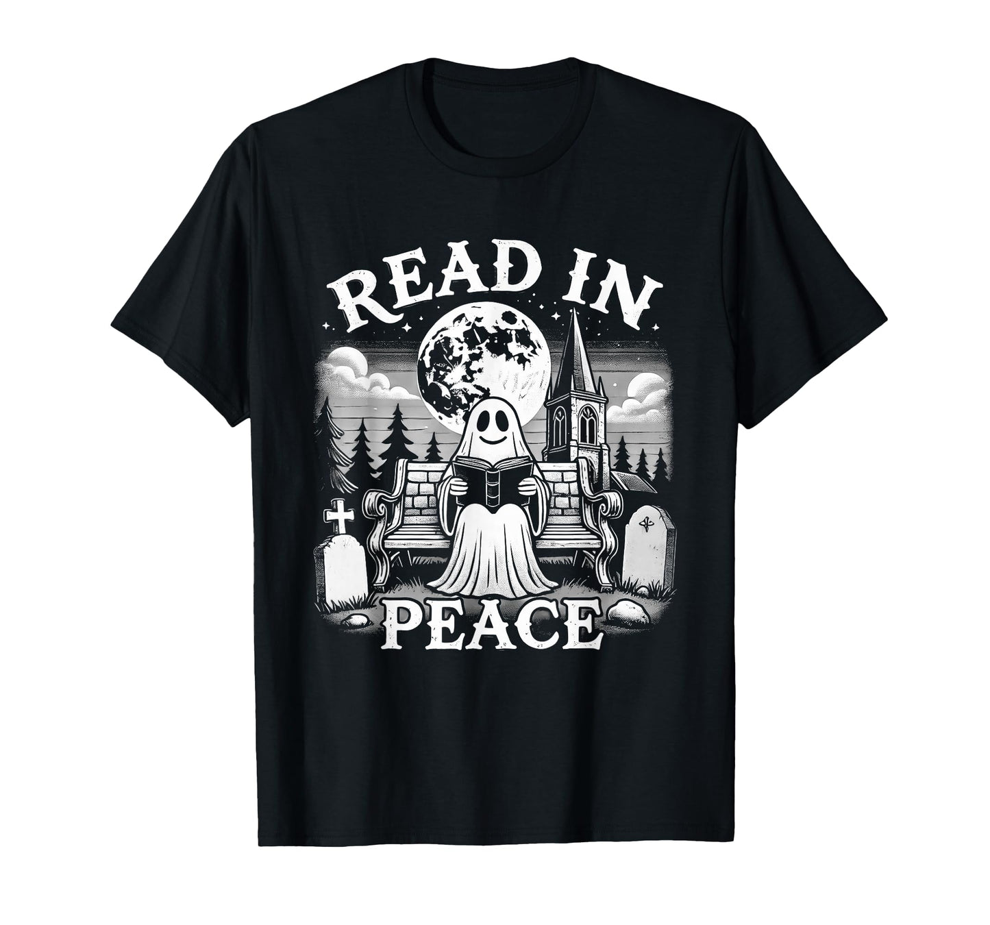 Read In Peace Ghost Reading Books Funny Halloween T-Shirt