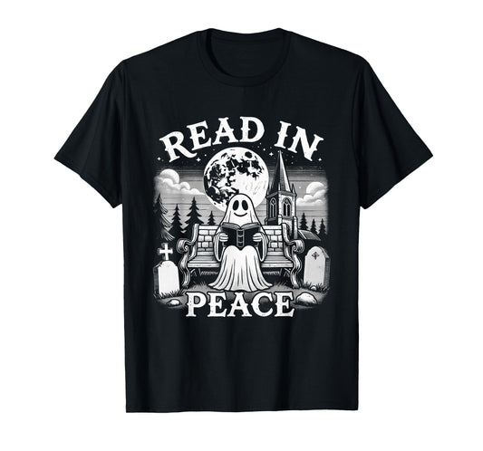 Read In Peace Ghost Reading Books Funny Halloween T-Shirt