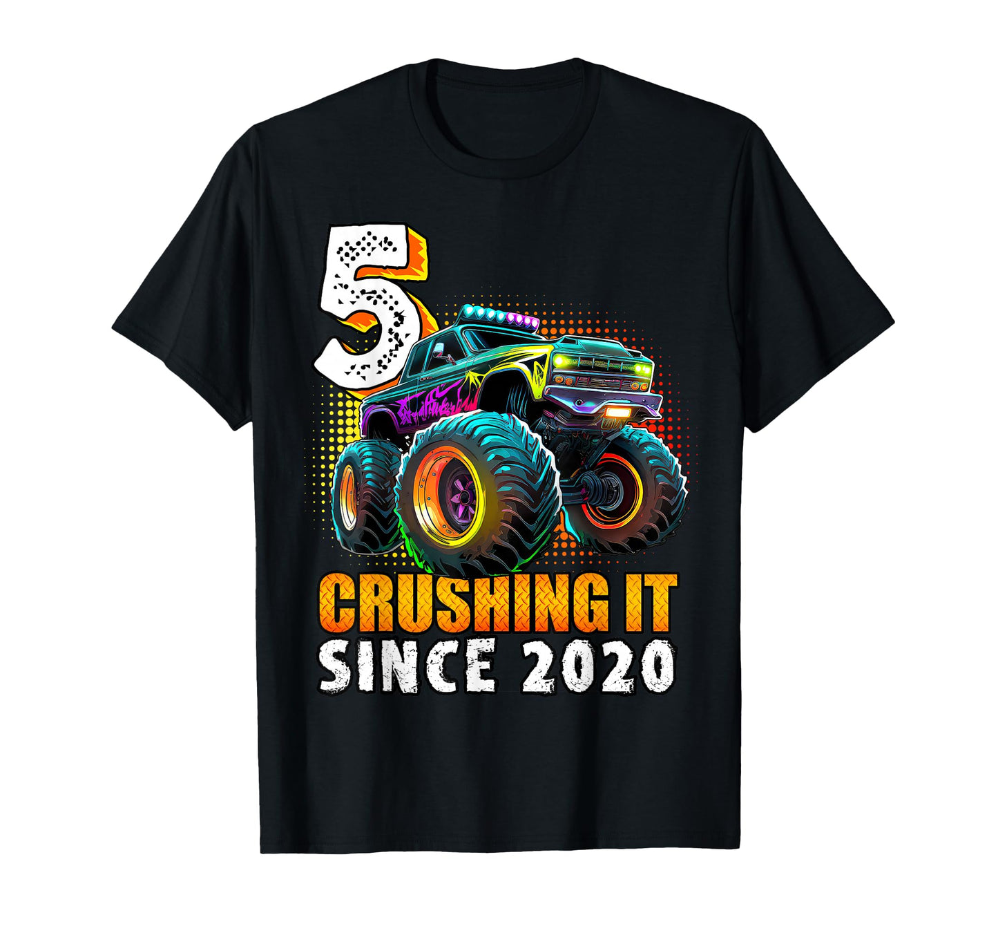 Birthday Monster Truck 5 year Old Boys 5th Party Born 2020 T-Shirt