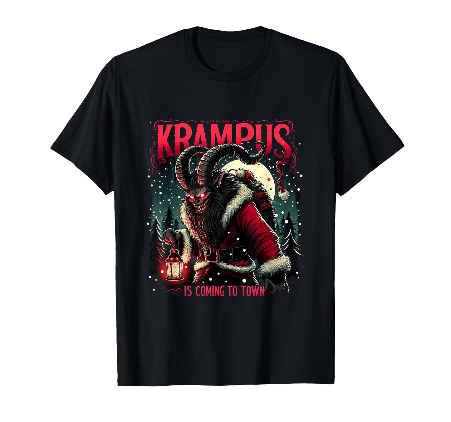 Krampus is Coming to Town Dark Christmas Horror Monster Xmas T-Shirt