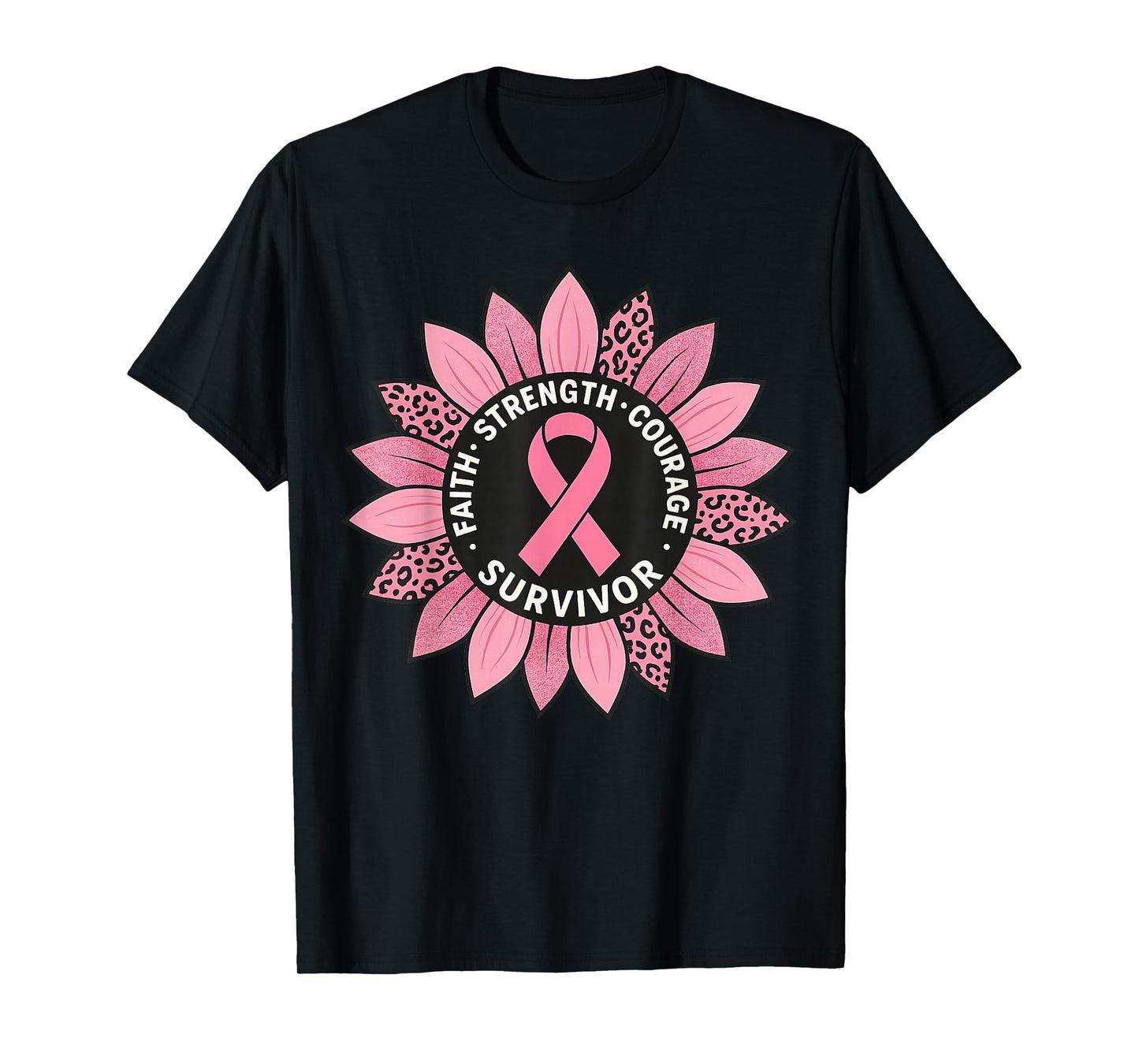 Sunflower Breast Cancer Awareness Survivor Pink Ribbon Women T-Shirt