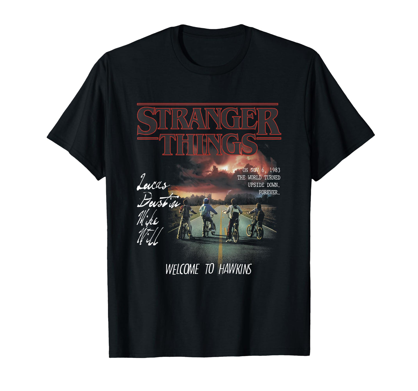 Stranger Things Lucas Dustin Mike Will Welcome to Hawkins T-Shirt