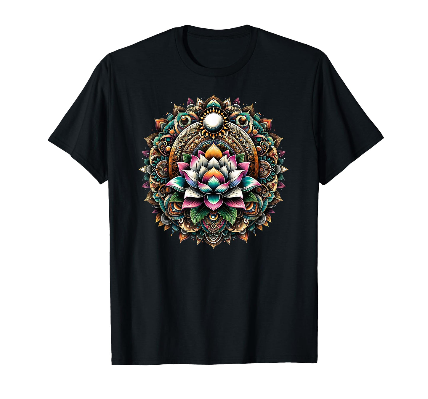 Lotus Blossom Mandala Circle Enchantment Spiritual Yoga T-Shirt