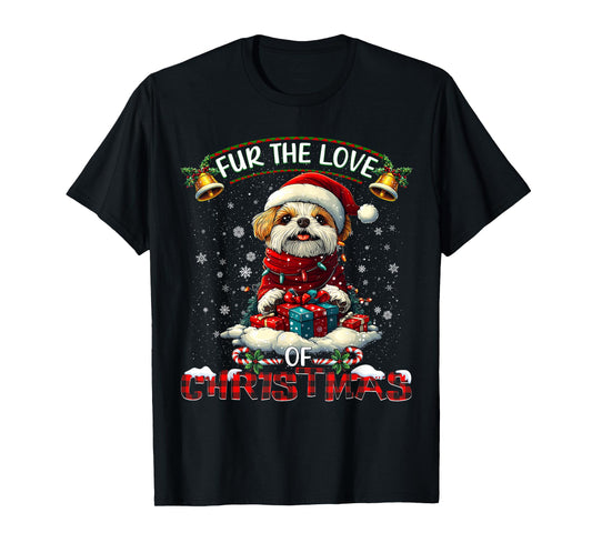 Shih Tzu Christmas Tree Lights Decorations Dog Lover Xmas T-Shirt