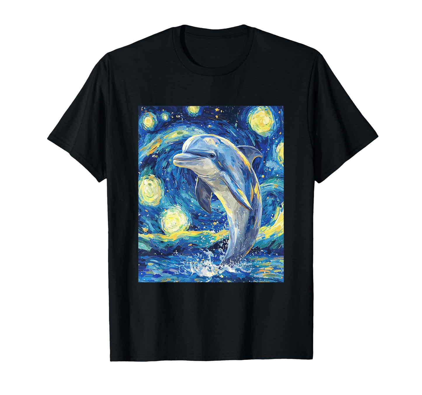 Cute Dolphin - Van Gogh Style - Starry Night Graphic T-Shirt