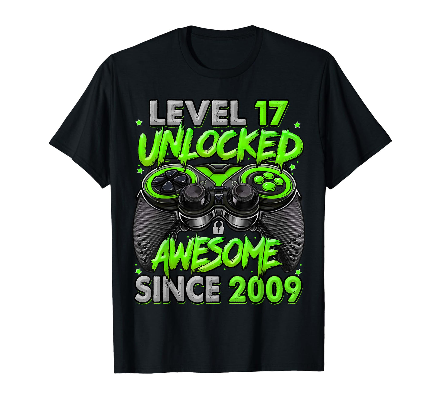 Level 17 Unlocked Awesome Since 2009 17th Birthday Gaming T-Shirt