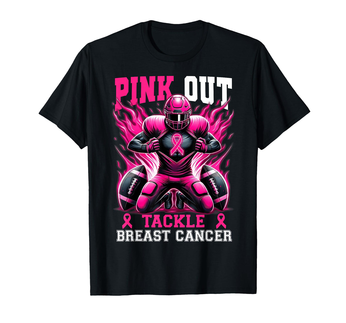 Pink Out Tackle Breast Cancer Awareness Football Game Day T-Shirt