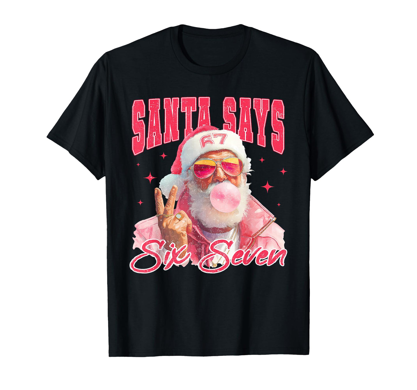 Funny Santa Says Six Seven Christmas 67 Meme Xmas Boys Girls T-Shirt
