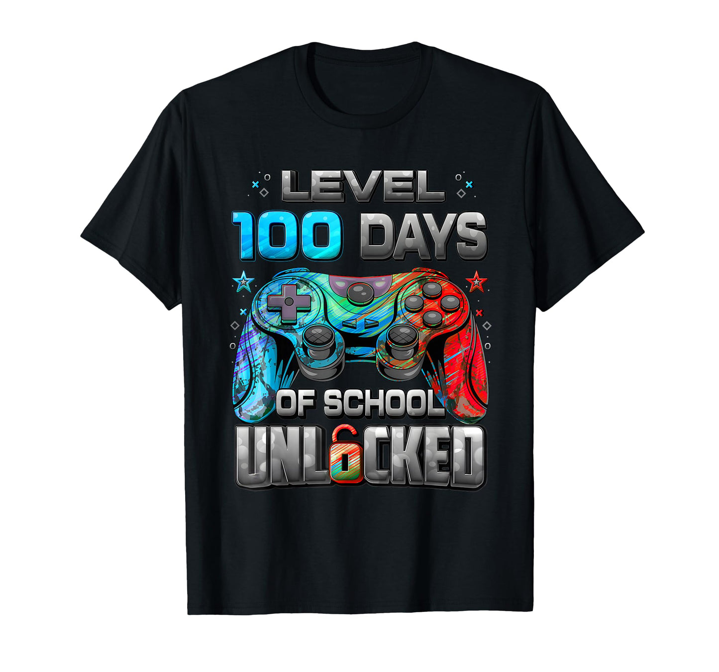 Level 100 Days of School Unlocked Gamer Video Games Boys T-Shirt