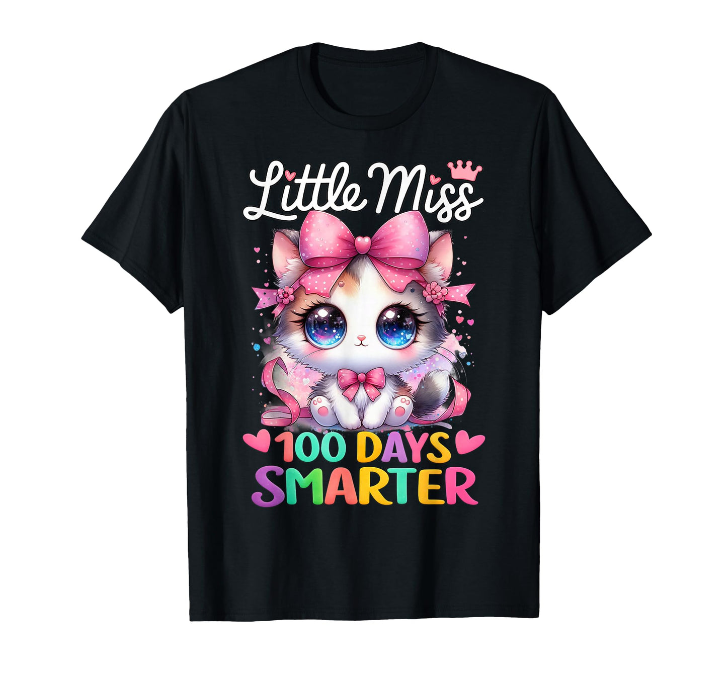 Little Miss 100 Days Smarter 100 Days of School Cat for Gril T-Shirt