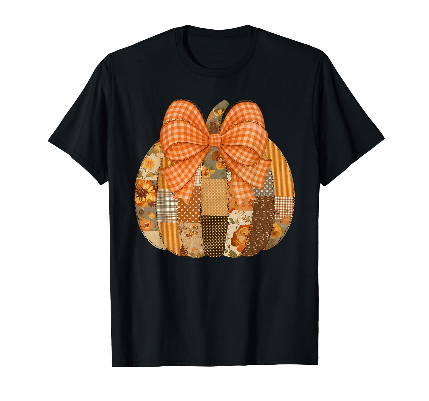 Pumpkin Season Coquette Bow Thanksgiving Autumn Fall Leaves T-Shirt
