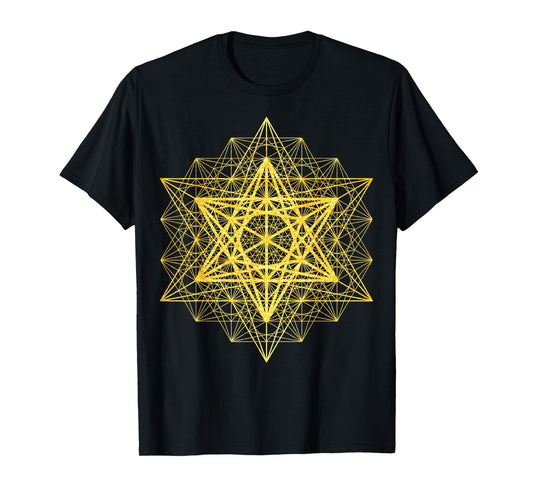 Sacred 64 Tetrahedron Metatron Cube Sacred Geometry Flower T-Shirt