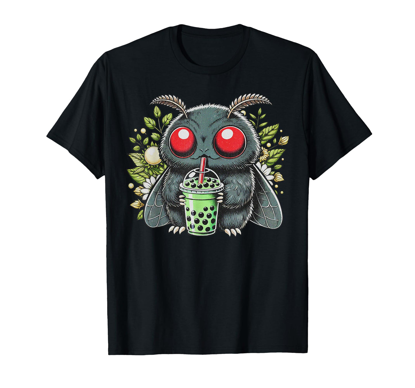 Mothman Drinking Bubble Tea Kawaii Boba Tea T-Shirt