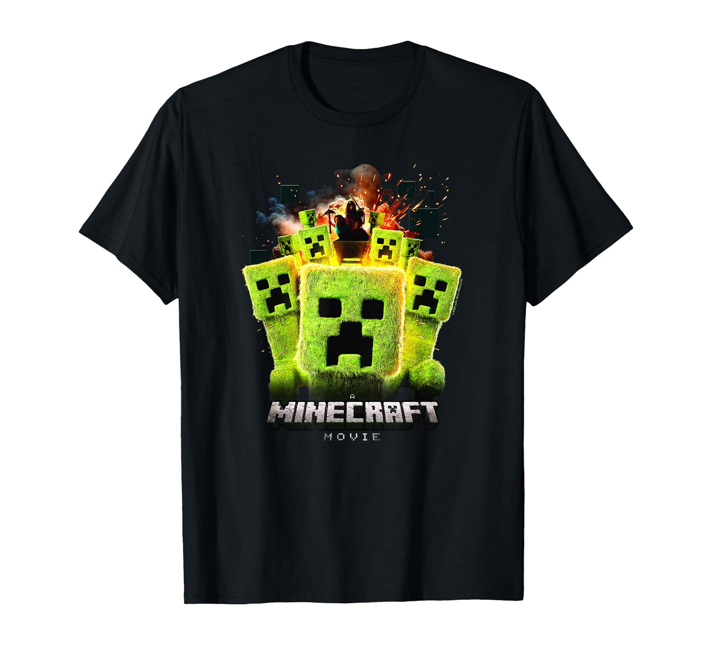 A Minecraft Movie Group Of Creepers Surrounding The Gang T-Shirt