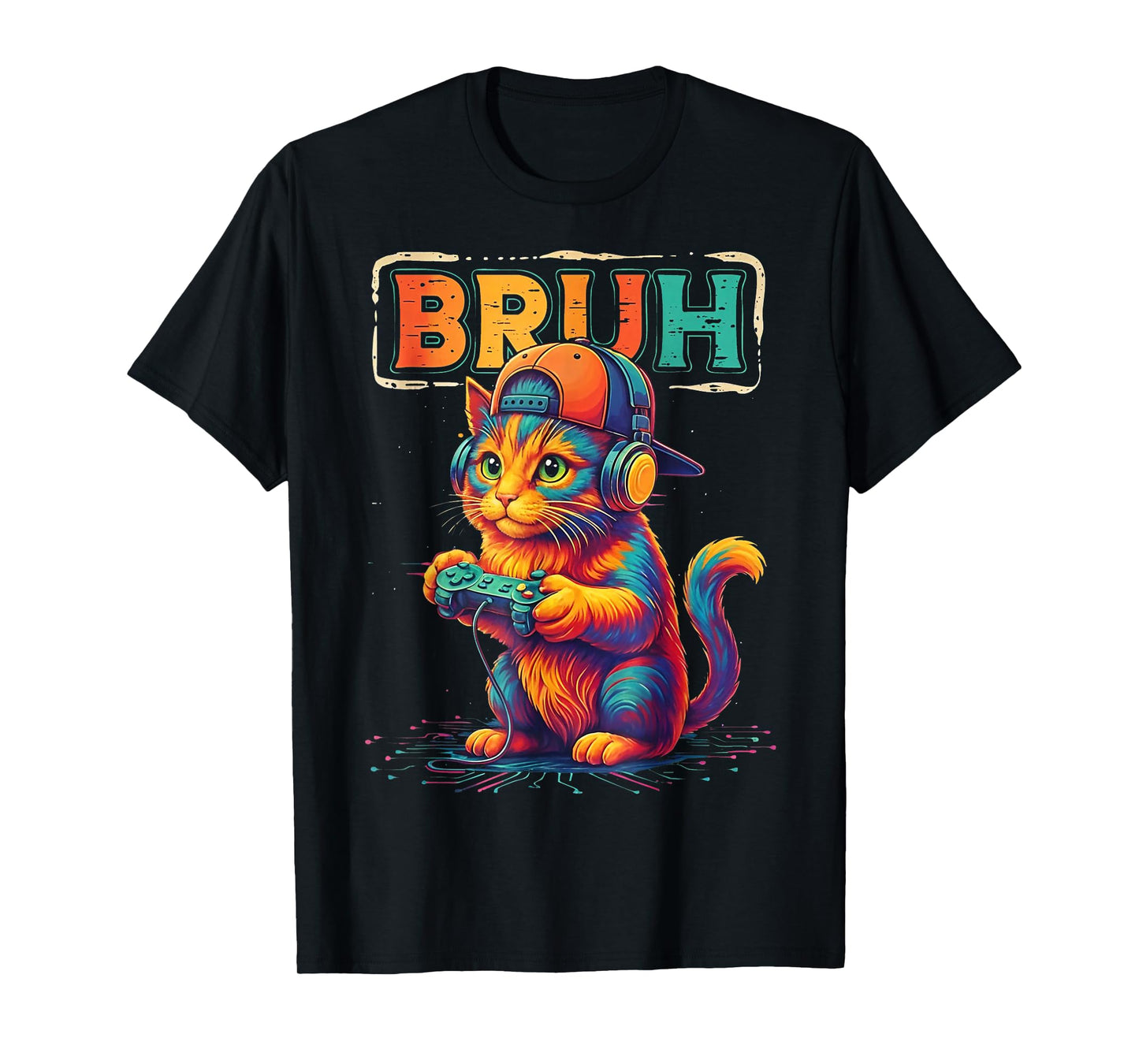 Gamer Bruh Cat Video Games Gift for Boys Teen Men Girls T-Shirt