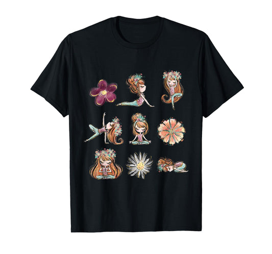 Boho Yoga Poses Floral Yogi Teacher Yogini Toddler Kids T-Shirt