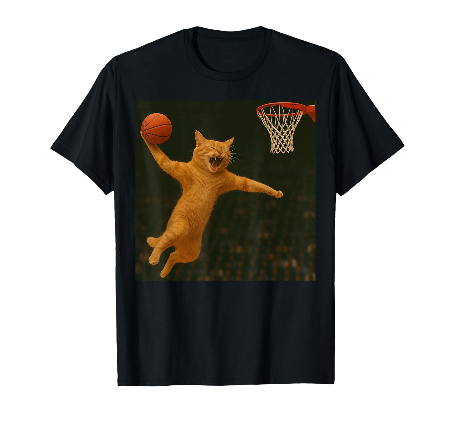 Cat Dunking Basketball Mid-Air T-Shirt