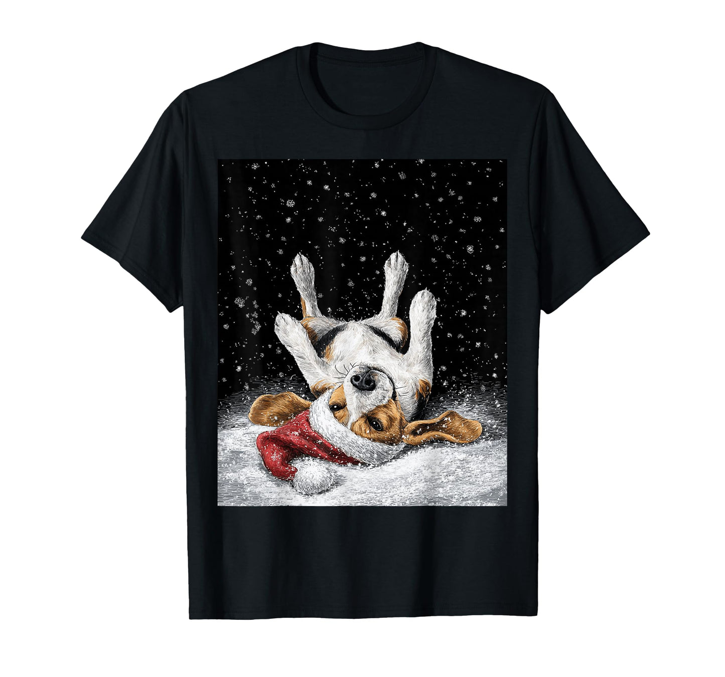 Christmas Beagle Black T-Shirt