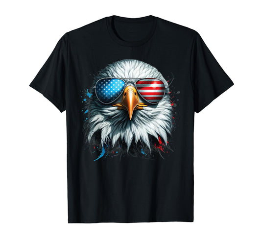 Cool Bald Eagle American Sunglasses Patriotic Man Funny T-Shirt