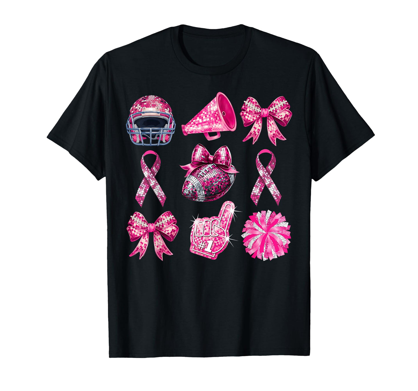 Football Coquette Cheer Mom Pink Out Breast Cancer Awareness T-Shirt