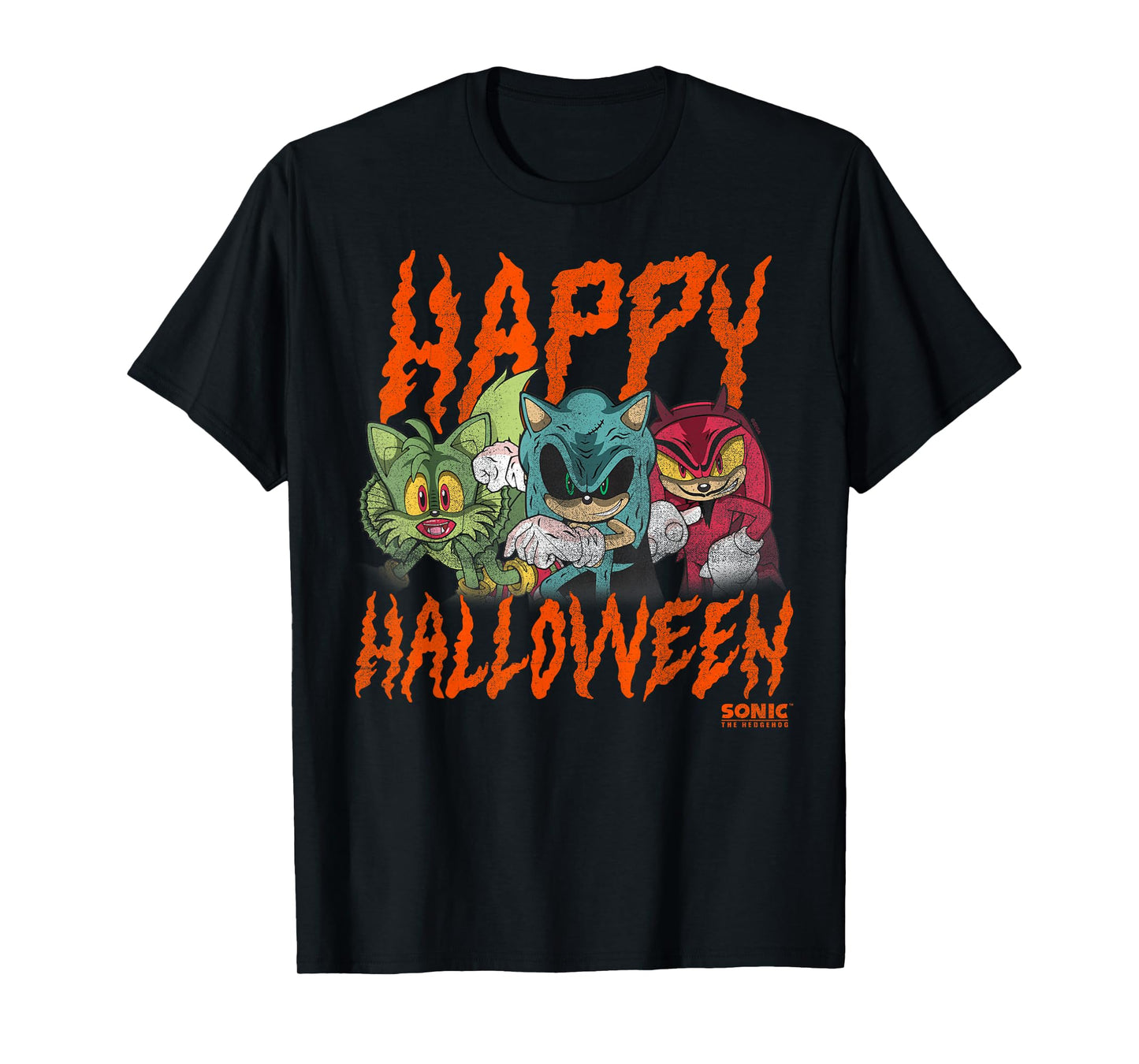 Sonic The Hedgehog Halloween Happy Halloween Distressed T-Shirt