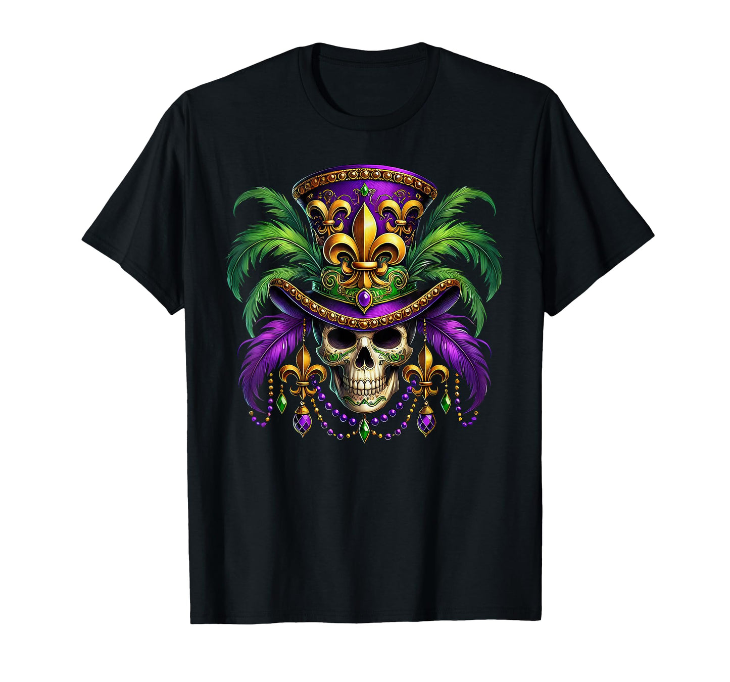 Mardi Gras Skull Top Hat New Orleans Witch Doctor Voodoo T-Shirt