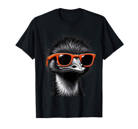 Cool Emu Bird Wearing Sunglasses Graphic Art T-Shirt