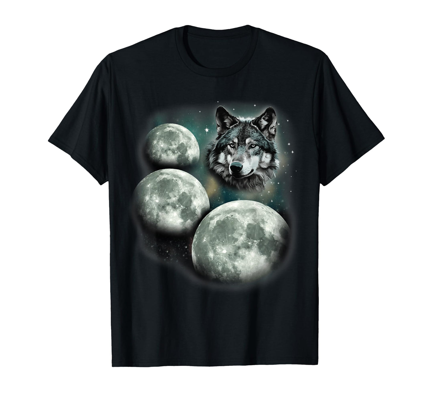 Three Moon Wolf | 3 Moons Howling At Space Wolf Magic Meme T-Shirt