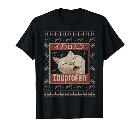 Ibuprofen Cat Meme Funny Cat Christmas Ugly Sweaters T-Shirt