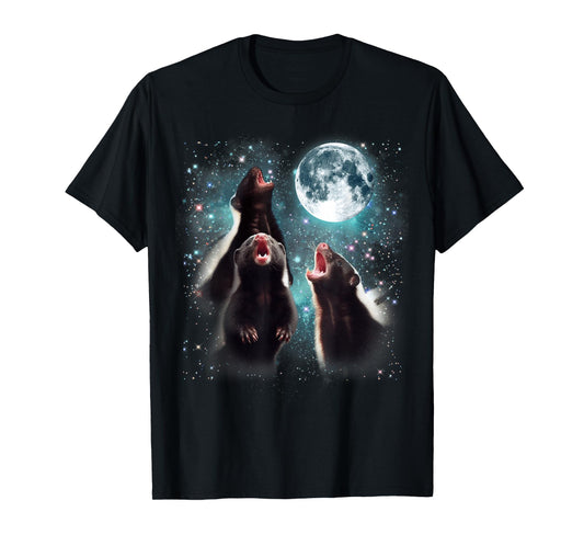 3 Skunk Moon Howling Skunk Head Funny For Men, Women, Kid T-Shirt