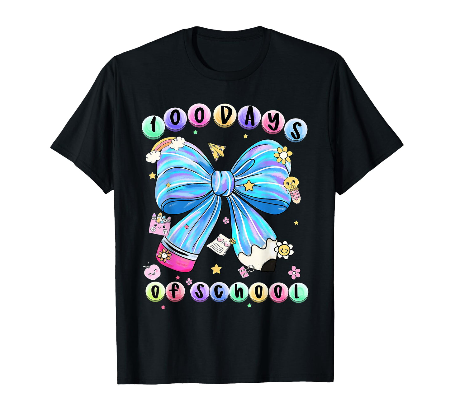 Coquette Bow Pencil 100 Days of School Student Teacher Funny T-Shirt