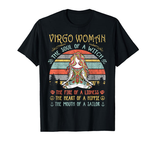 Virgo Woman The Soul Of A Witch Vintage Birthday T-Shirt
