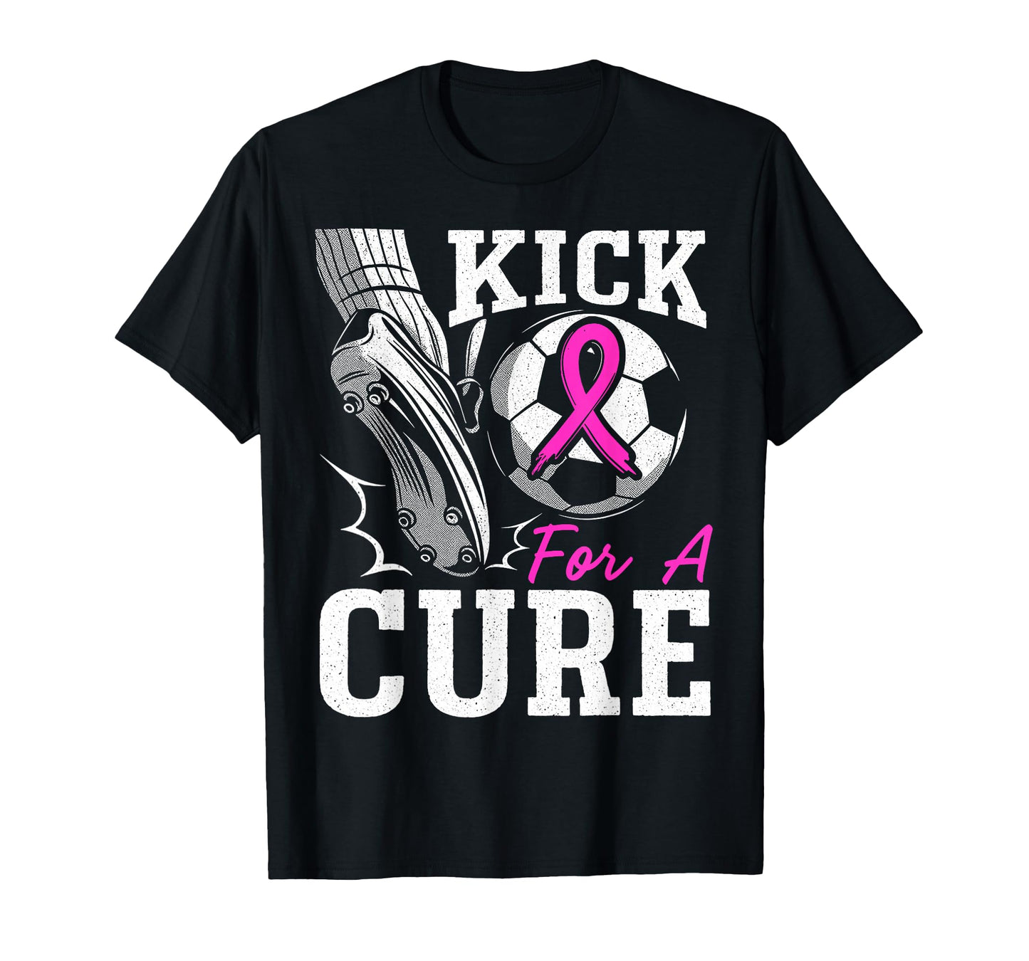 Kick for A Cure Breast Cancer Awareness Pink Ribbon Soccer T-Shirt