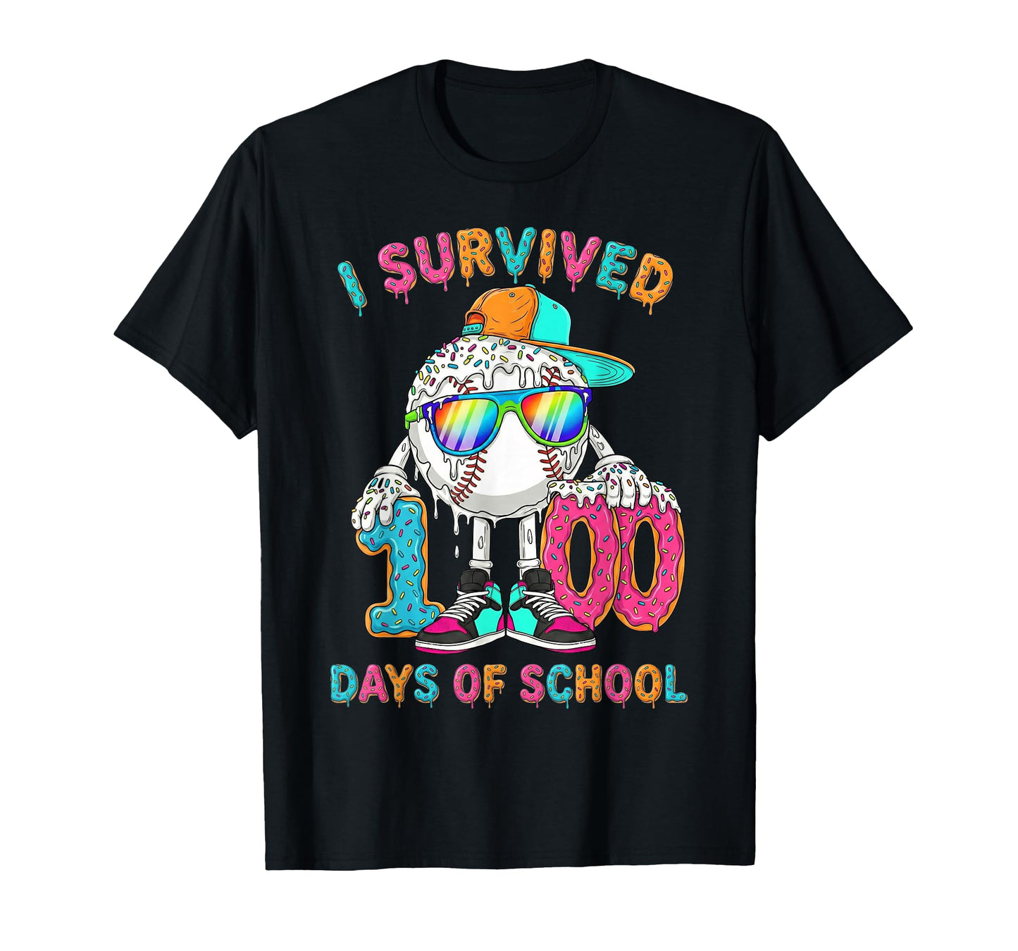 I Survived 100 Days of School Baseball 6 7 Ice Cream T-Shirt