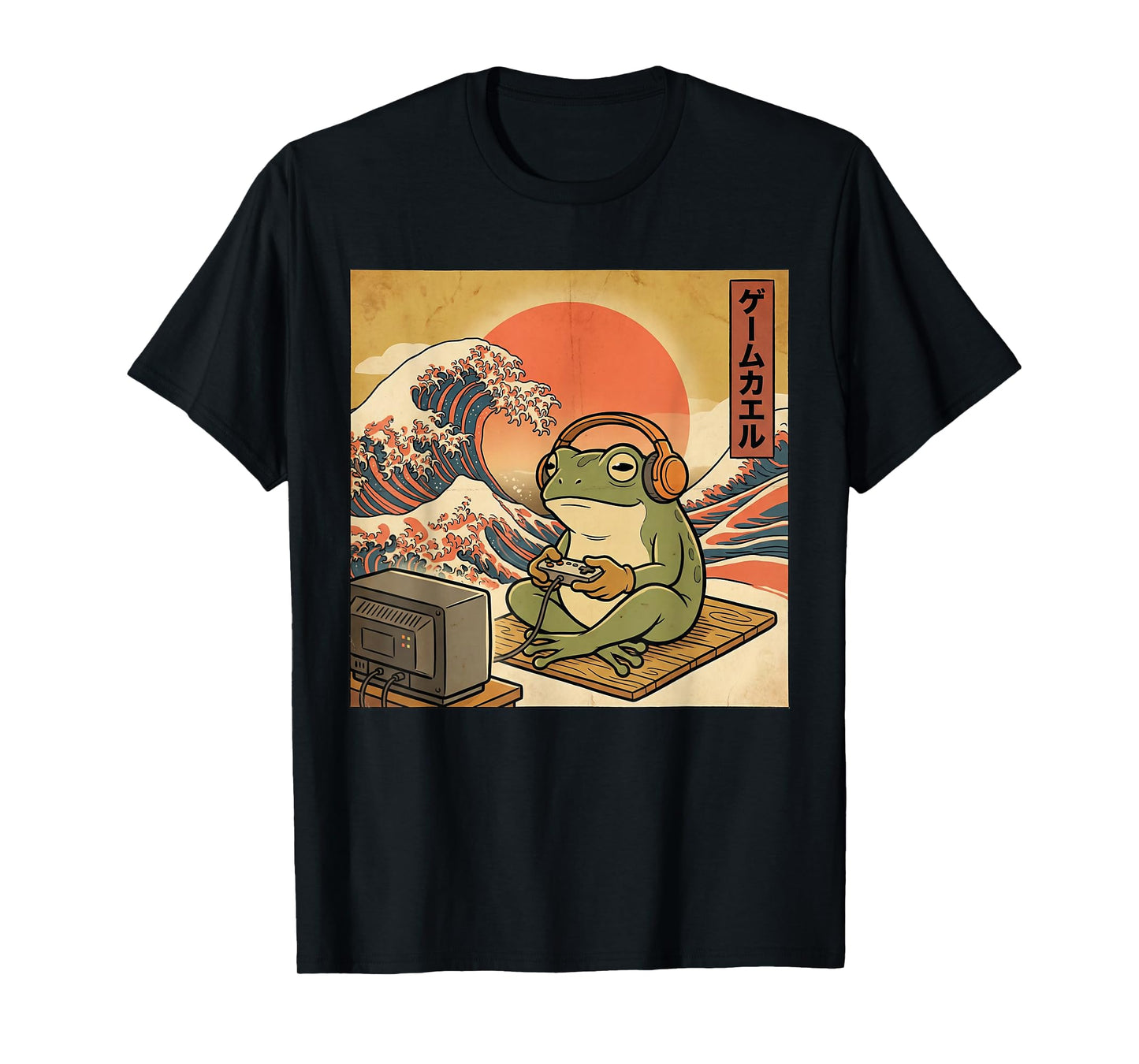 Gaming Frog Art Ukiyo-e Japanese Gamer Anime Men Women Boys T-Shirt