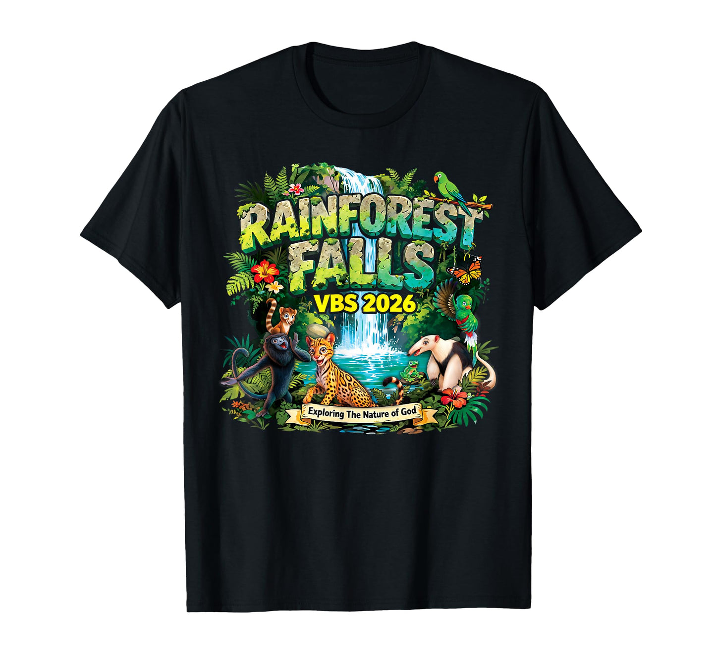 Rainforest Falls VBS 2026 Jesus Faith Bible Verse Kids T-Shirt