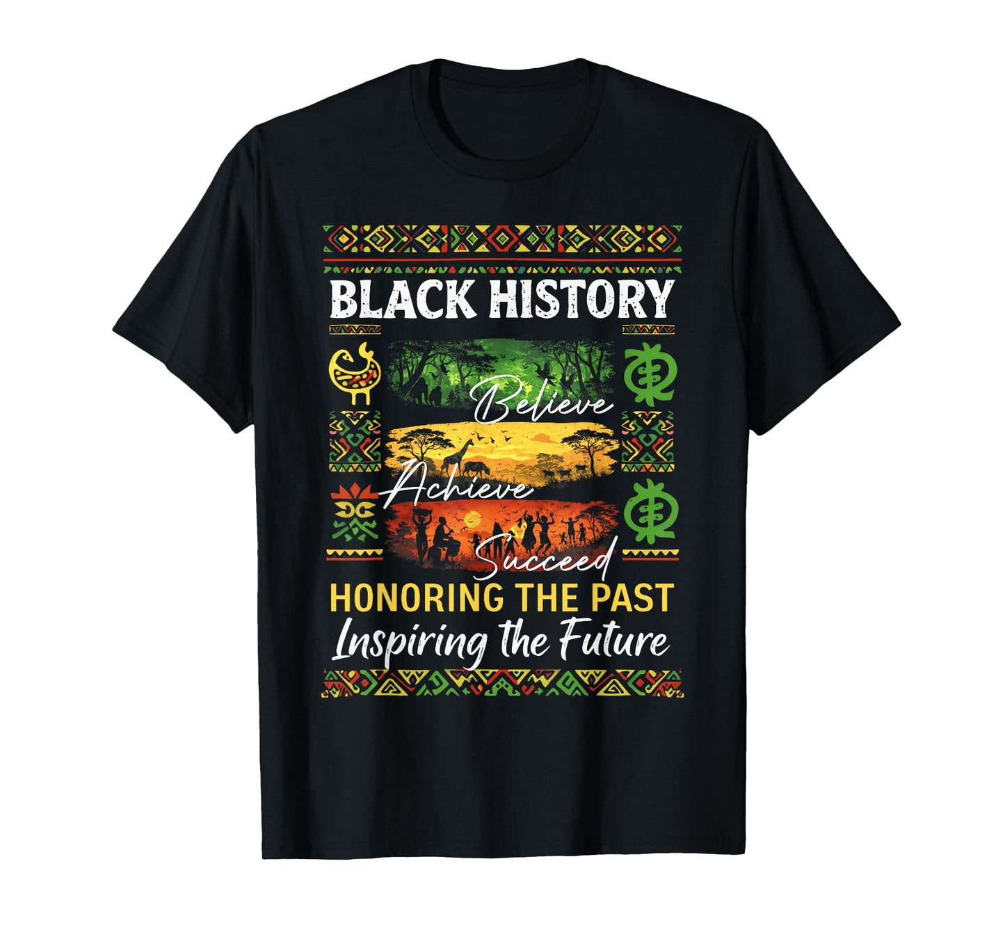 Black History Month Believe Achieve Succeed African Freedom T-Shirt