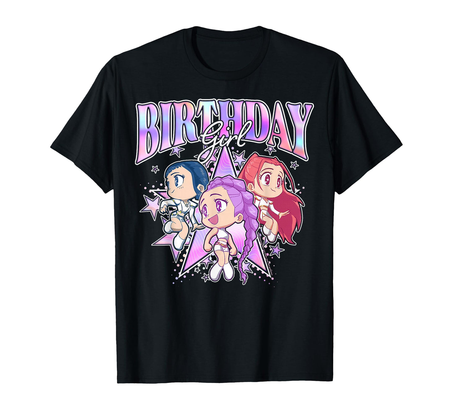 Kpop Demon Hunters Birthday Girl Adorable Chibi Group Shot T-Shirt