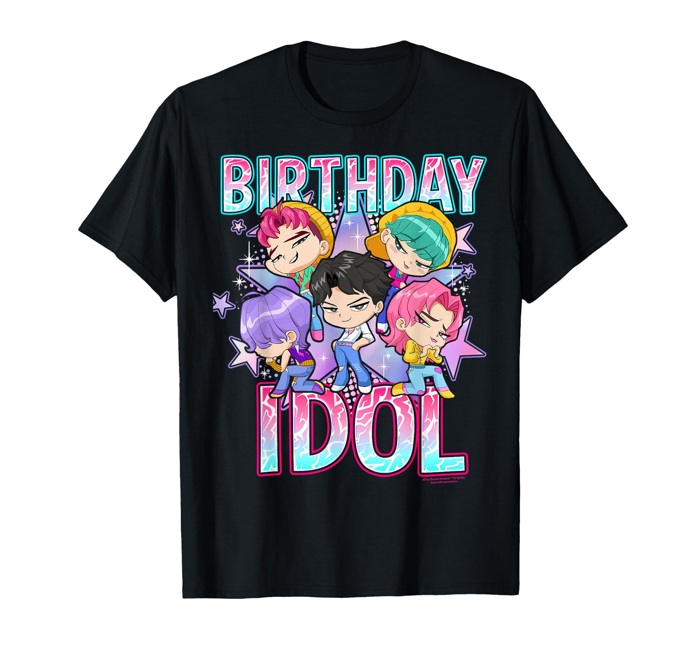 Kpop Demon Hunters Birthday Idol Cute Chibi Group Shot T-Shirt