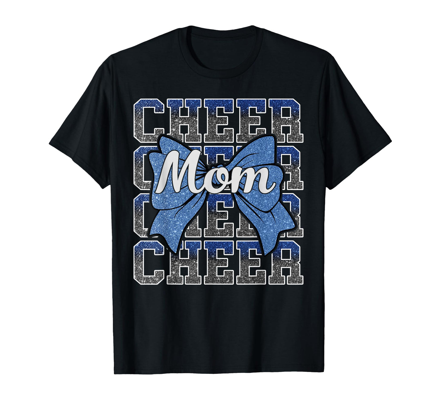 Cheer Mom Blue Bow Cheerleader Competition Game Day T-Shirt