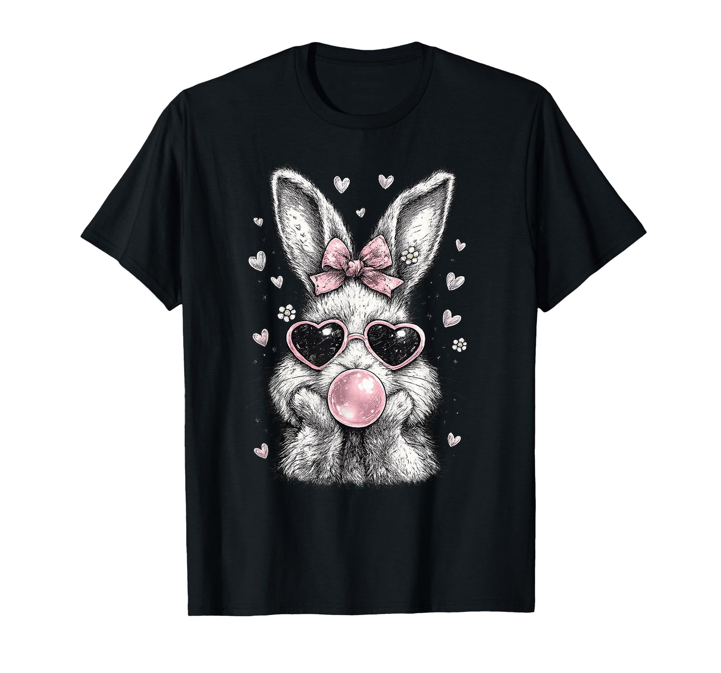 Cute Easter Bunny Shirt for Women Pink Rabbit Coquette Girly T-Shirt