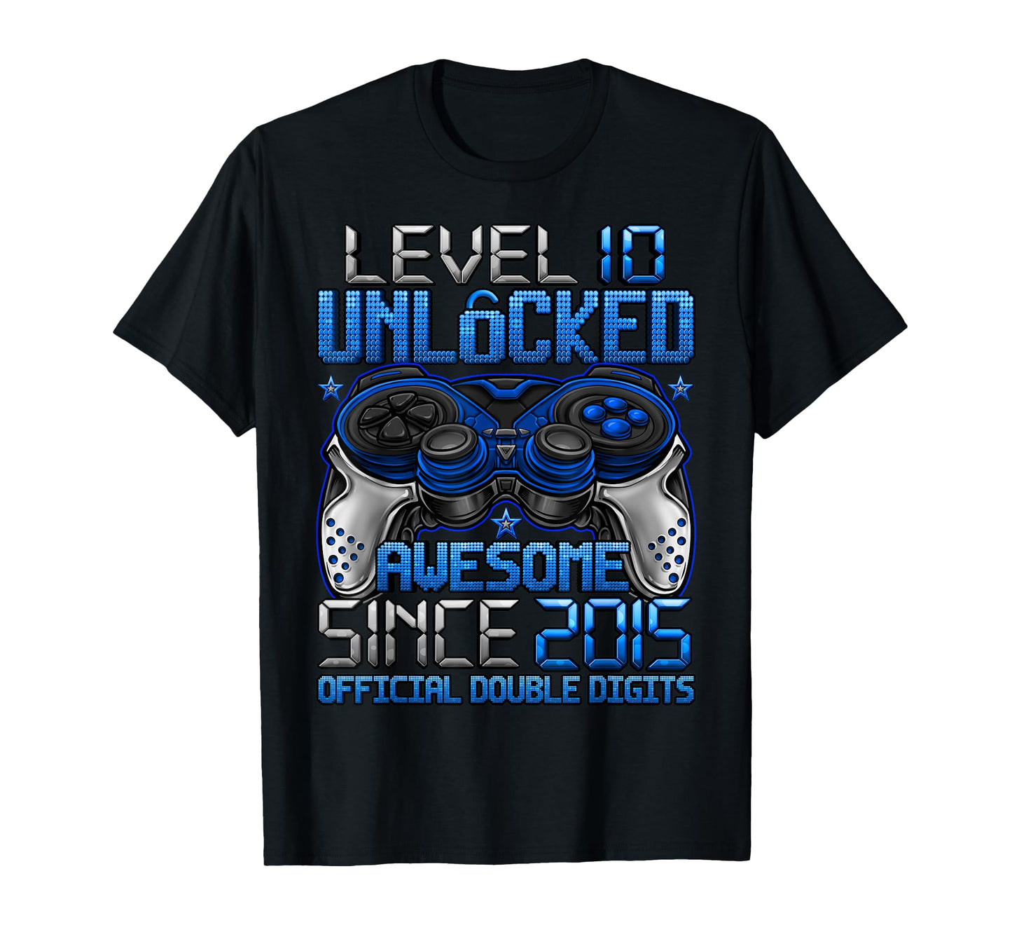 Official Double Digits Level 10 Unlocked 10th Birthday Boy T-Shirt