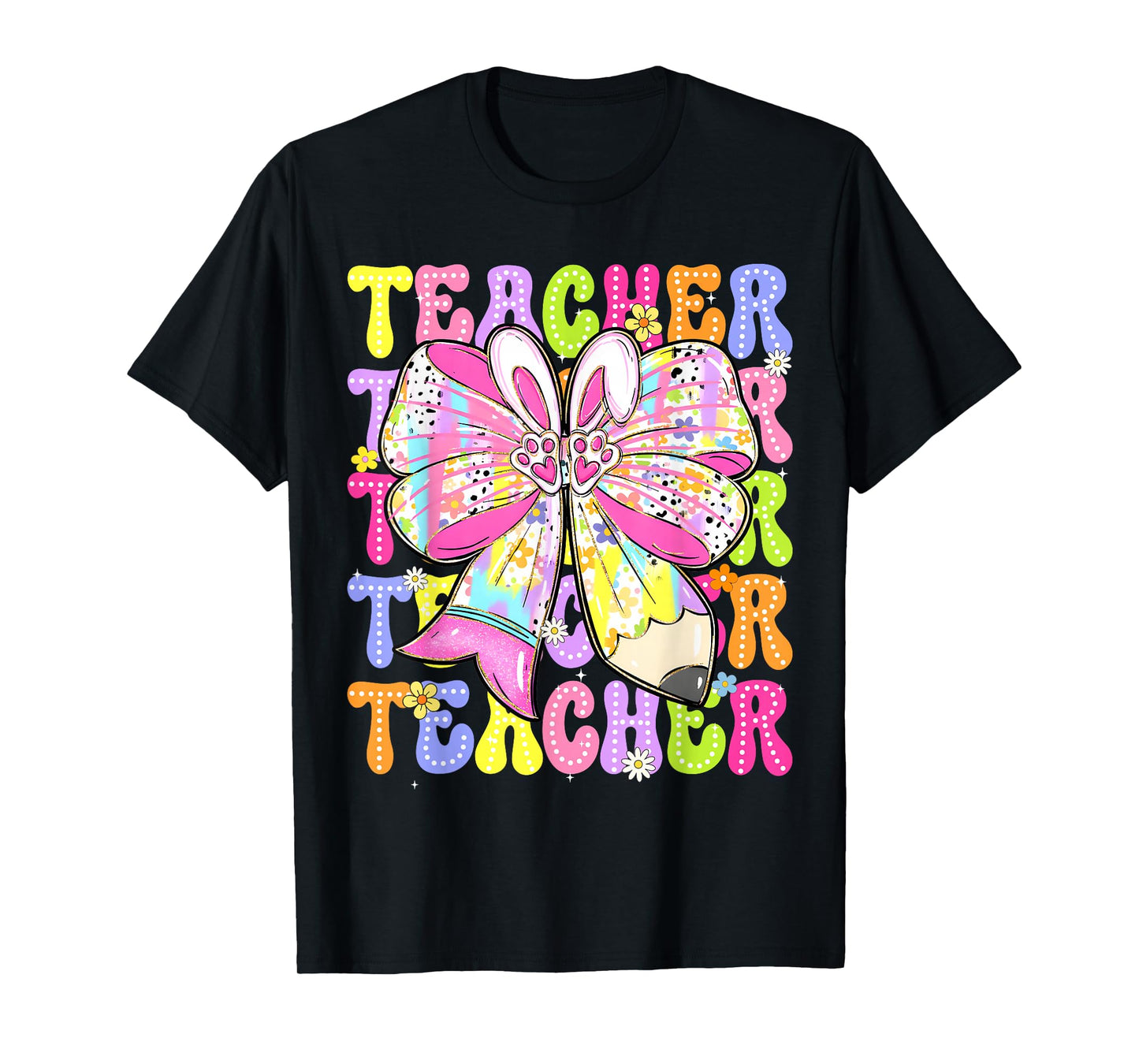 Cute Rabbit Coquette Pencil Easter Teacher Men Women Kid T-Shirt