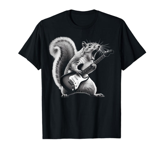 Squirrel Playing Guitar Rock and Roll For Men, Women, Kids T-Shirt