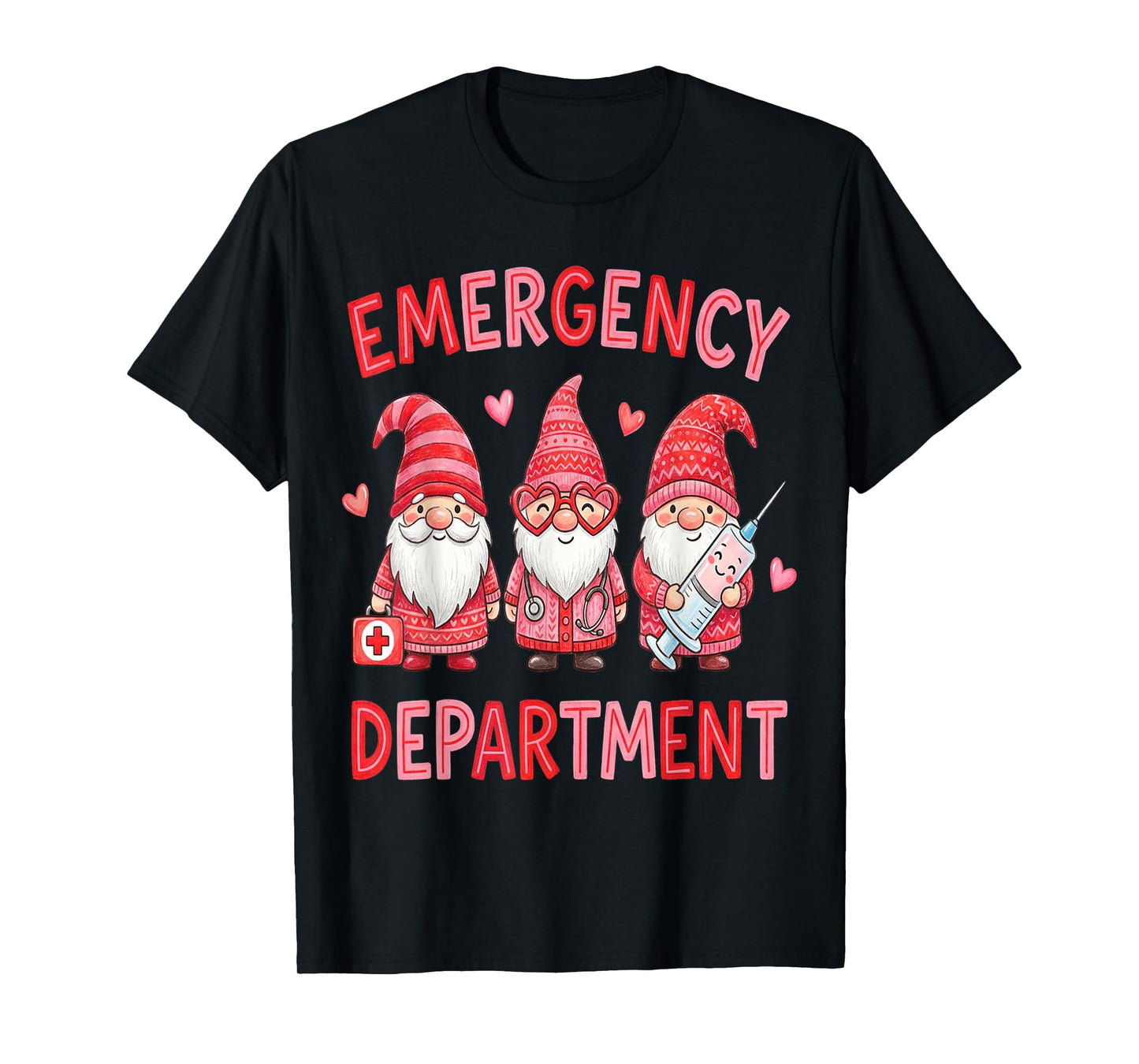 Gnome Emergency Department Valentine ER Valentines Nurse T-Shirt