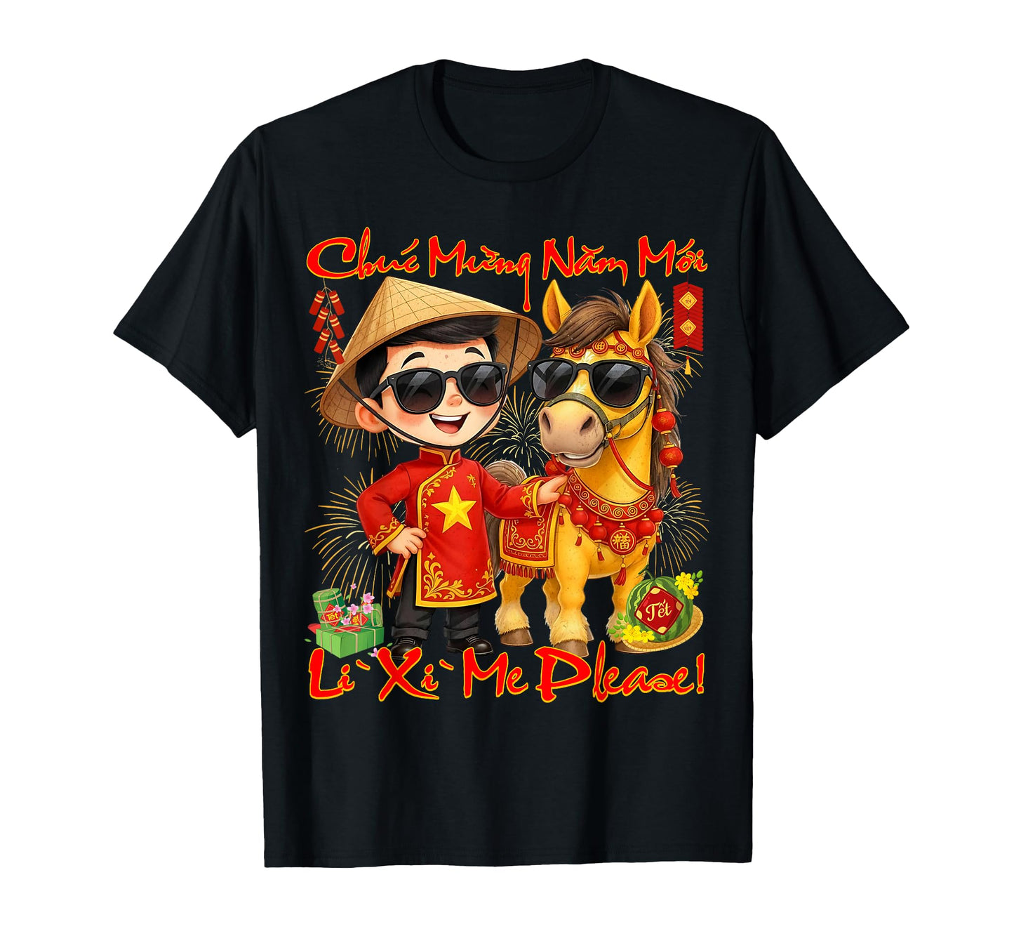 Happy TET Chuc Mung NAM Moi 2026 Li Xi Me Please Kids Boys T-Shirt