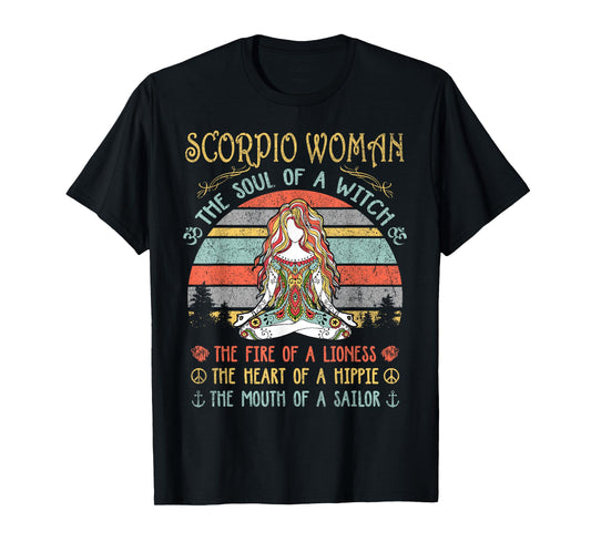 Scorpio Woman The Soul Of A Witch Vintage Birthday T-Shirt