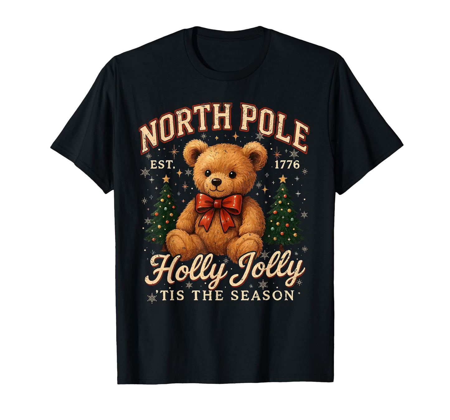 North Pole Teddy Bear Christmas Tee T-Shirt